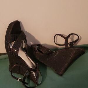 Michael Antonio Black Wedge Sandals